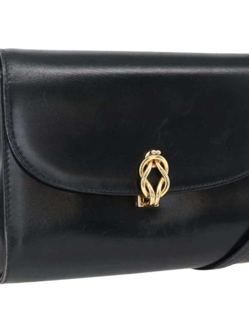 GUCCI Shoulder Bag Leather Black Gold 004 056 0219 Auth fm5081 - Picture 2 of 16